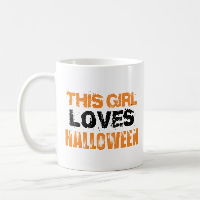 Caneca De Café Laranja Bonito Esta Menina Adora Halloween (Esquerda)