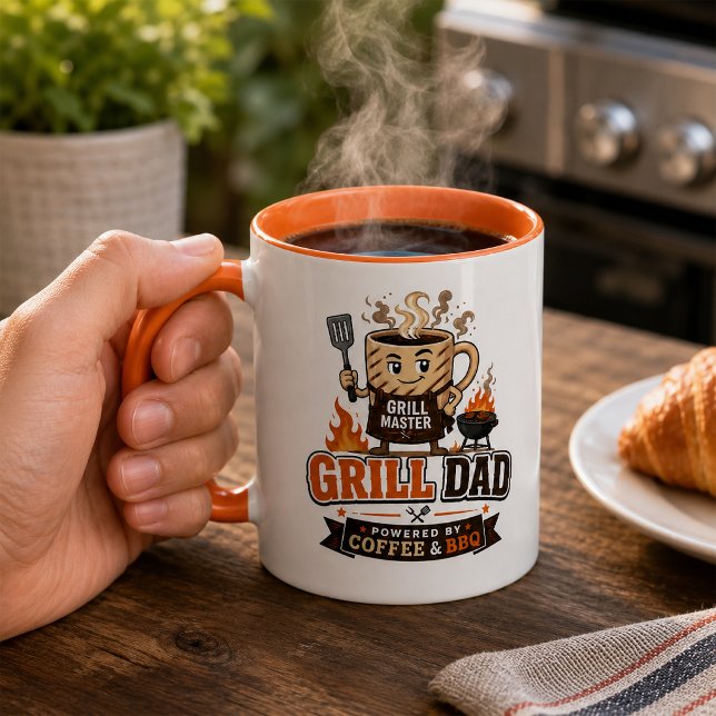 Caneca de café laranja churrasco do papai presente (Criador carregado)