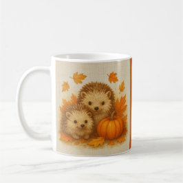 Caneca De Café laranja Cozy Fall vibes hedgehog Folhas de Abóbora
