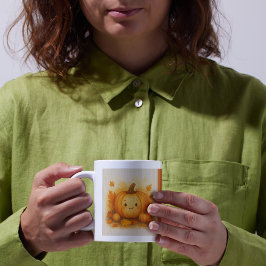 Caneca De Café laranja Cozy Fall vibes Pumpkin Folhas