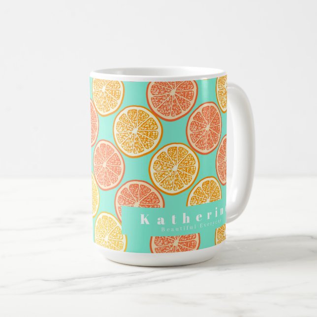 Caneca De Café Laranja de Verão Azul (Frente Esquerda)