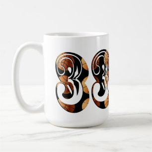 Caneca De Café Laranja Dimensional Basquete Preto Número 33,