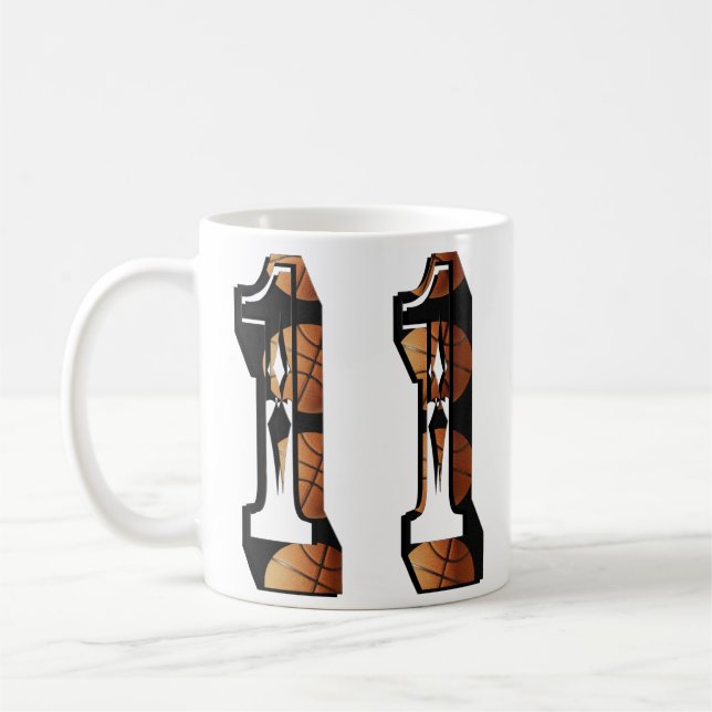 Caneca De Café Laranja E Negra De Basquete 11, (Esquerda)