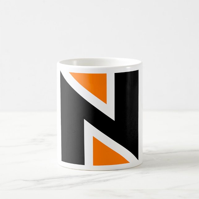 Caneca De Café Laranja E Preto - Letra N Mug (Criador carregado)