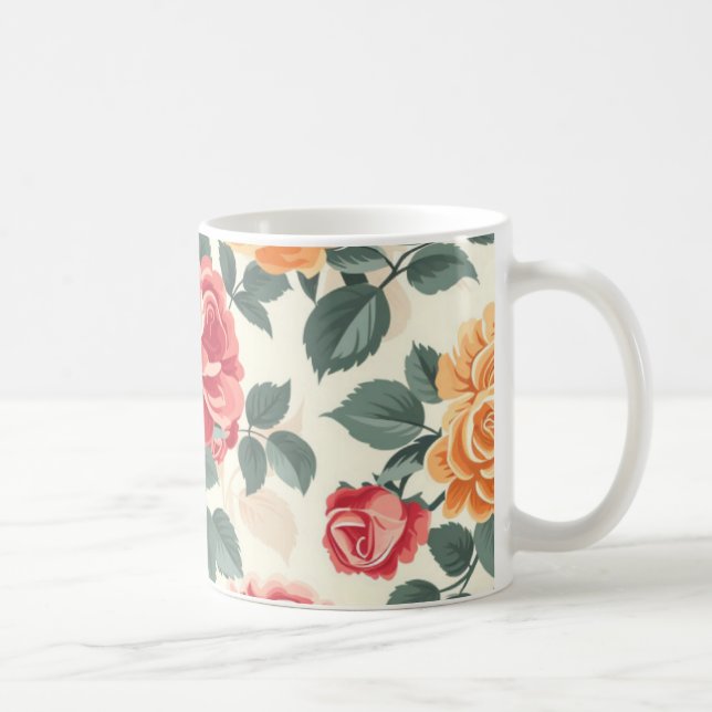 Caneca De Café Laranja e Rosa Dourada (Direita)