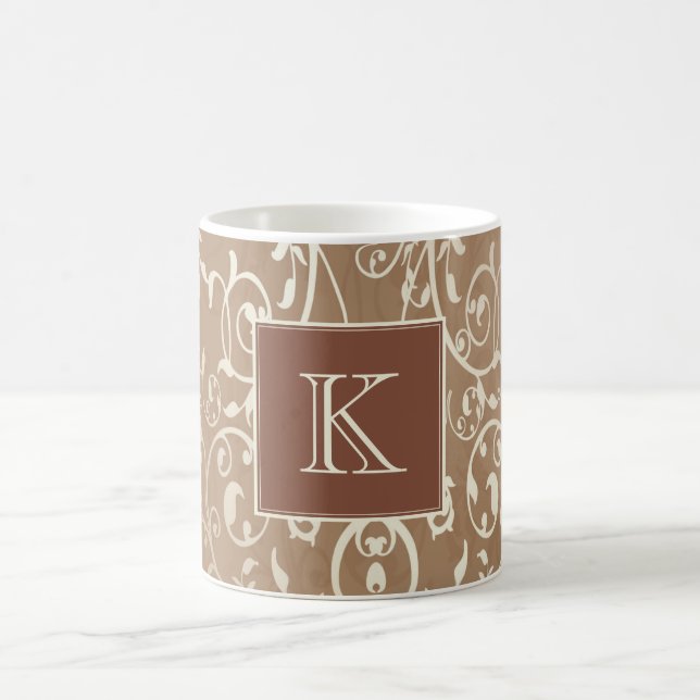 Caneca De Café Laranja Elegante Monograma (Centro)