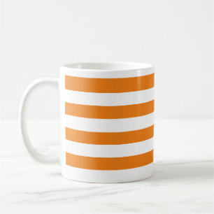 Caneca De Café Laranja espesso e branco clássico horizontal risca