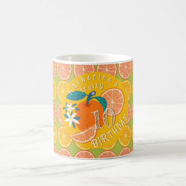 Caneca De Café Laranja Frutado 10º Aniversário Verde (Centro)