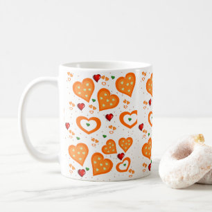 Caneca De Café Laranja Hearts Mug