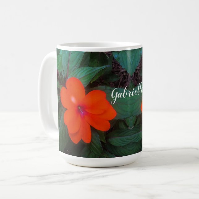 Caneca De Café Laranja Impatite Flor (Frente Esquerda)