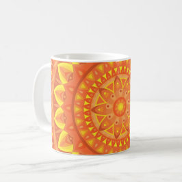 Caneca De Café Laranja Mandala Quente Boho Padrão Geométrico Vibr