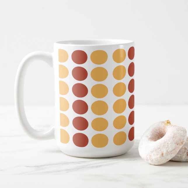 Caneca De Café Laranja Marrom Bolinha  (Com Donut)