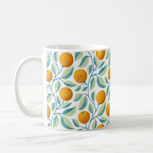 Caneca De Café Laranja Mediterrânea & Botânica Azul Turquesa Cítr