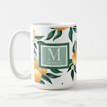 Laranja Monograma de Nome em Aquarela