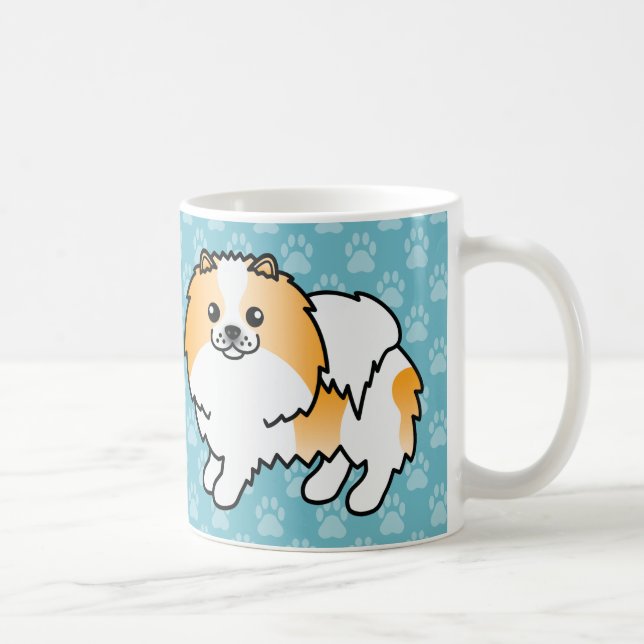 Caneca De Café Laranja Parti-Color Pomerânia em Azul (Direita)
