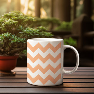 Caneca De Café Laranja Pastel Moderna Chevron Laranja
