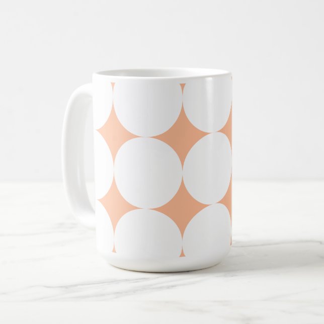 Caneca De Café Laranja pêssego com bolinhas retrô (Frente Esquerda)