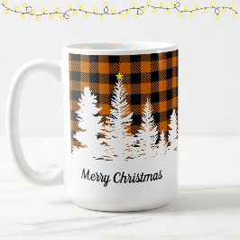 Caneca De Café Laranja Queimado Xadrez Búfalo Floresta Feliz Nata
