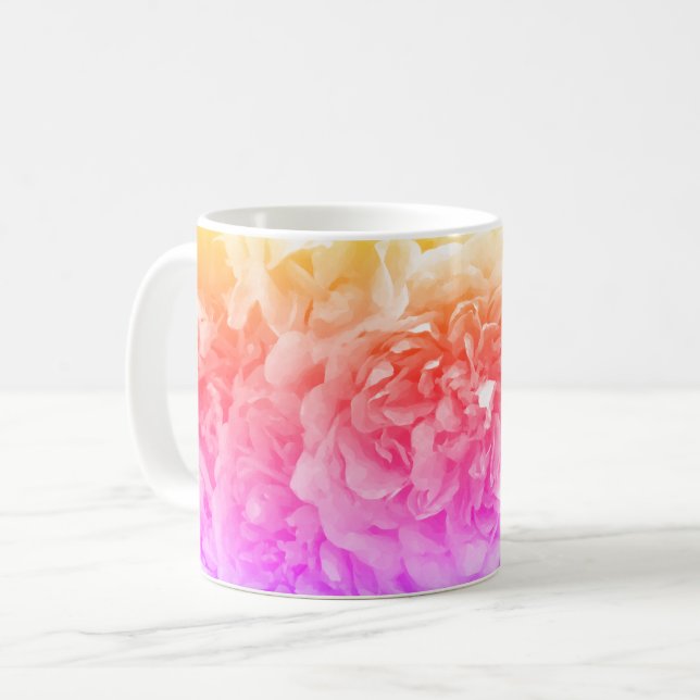 Caneca De Café Laranja, rosa, Rosas roxas (Frente Esquerda)
