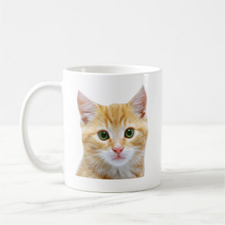 Caneca De Café Laranja Tabby Cat - Laranja Kitten com olhos verde