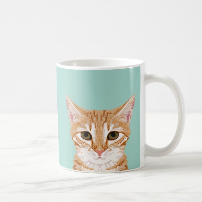 Caneca De Café Laranja Tabby Cat Mug - Bonita Dama de Gato (Direita)