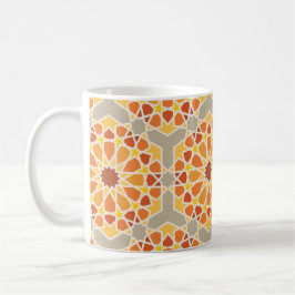Caneca De Café Laranja Vibrante e Azulejos Inspirados Árabes Amar
