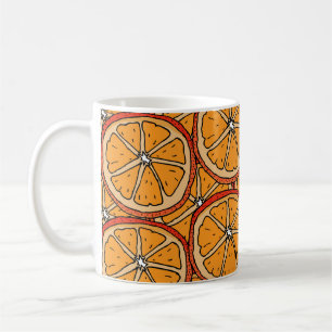 Caneca De Café Laranjas Desenhadas À Mão: Sem Costura