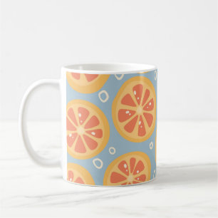 Caneca De Café Laranjas em Fatias Laranja Vibrante e Ousado em Az