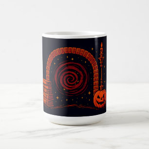 Caneca De Café Lareira da Meia-Noite Medieval-Laranja e preto