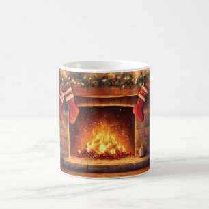 Caneca De Café Lareira de espuma com meias penduradas