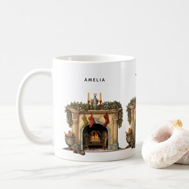 Caneca De Café Lareira Vitoriana Cozy (Com Donut)