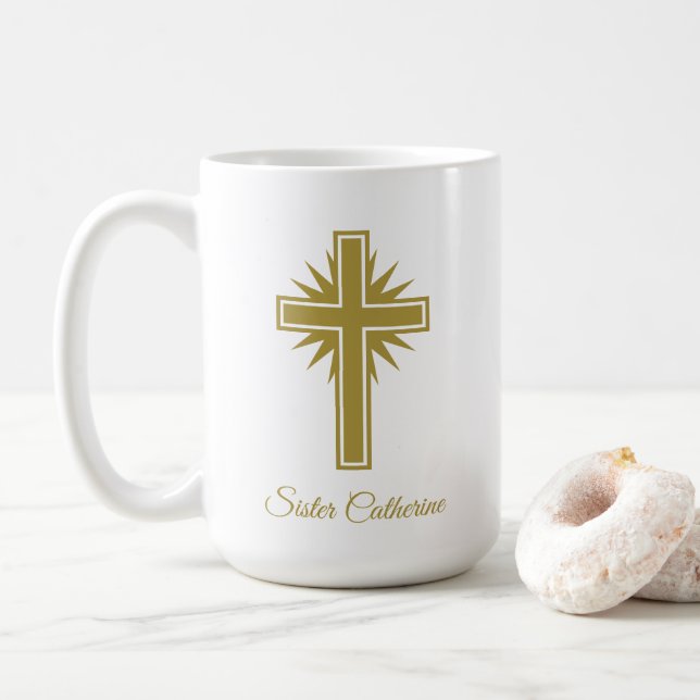Caneca De Café Large Personalized Religious Mug For Teacher  (Com Donut)