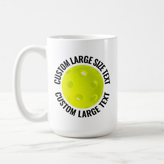 Caneca De Café Large Personalized Text Pickleball 15oz. Custom (Esquerda)