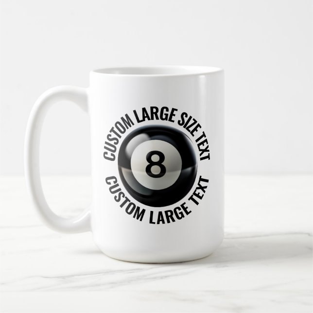 Caneca De Café Large Personalized Text Pool 8 Ball 15oz. Custom (Esquerda)