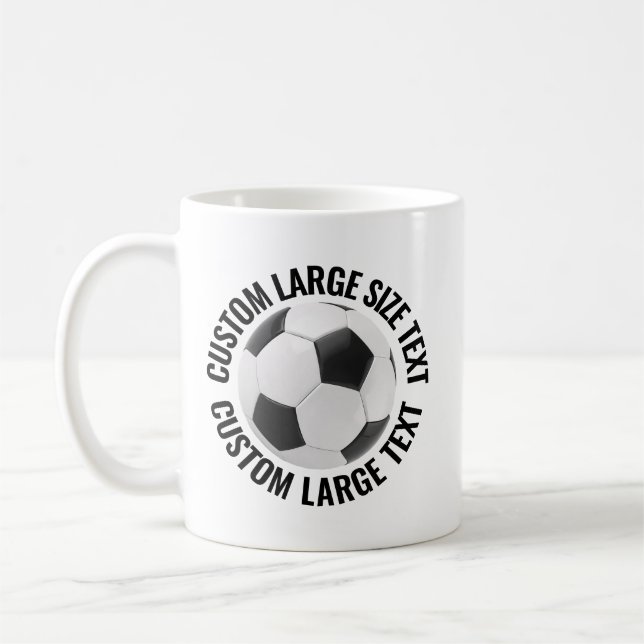 Caneca De Café Large Personalized Text Soccer Ball 11 oz. Custom (Esquerda)