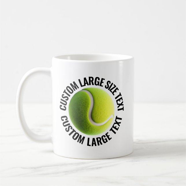 Caneca De Café Large Personalized Text Tennis Ball 11 oz. Custom (Esquerda)