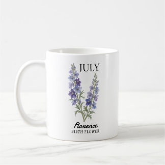 Caneca De Café Larkspur Personalizado Flor de Nascimento de Julho