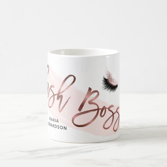 Caneca De Café Lash Boss Makeup Eyebrow Olhos Lashes Rosa Dourado (Centro)