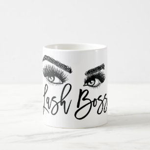 Caneca De Café Lash Boss Makeup Eyebrow Olhos Lashes Rosa Dourado