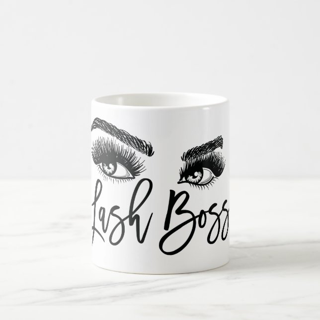 Caneca De Café Lash Boss Makeup Eyebrow Olhos Lashes Rosa Dourado (Centro)