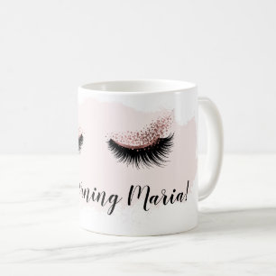 Caneca De Café Lashes Beleza Makeup Lash Extension Rosa Café