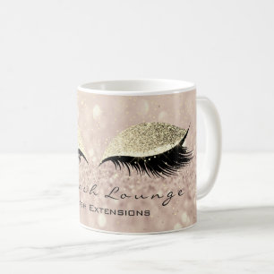 Caneca De Café Lashes Extenção Beauty Studio Makeup Dourado Glitt