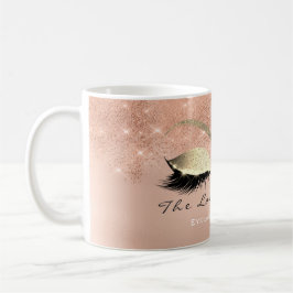 Caneca De Café Lashes Extenção Beleza Studio Rosa Dourada Brilhan