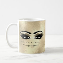 Caneca De Café Lashes Extension Beauty Studio Dourado Olhos Glitt