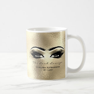 Caneca De Café Lashes Extension Beauty Studio Dourado Olhos Glitt