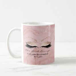 Caneca De Café Lashes Extension Beauty Studio Rosa Glitter Marble