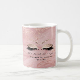 Caneca De Café Lashes Extension Beauty Studio Rosa Glitter Marble