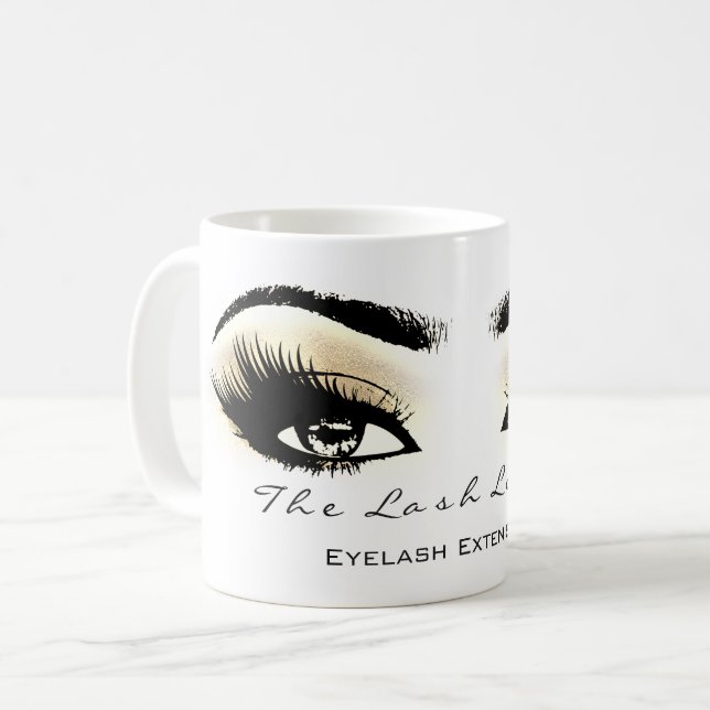 Caneca De Café Lashes Extension Eye Makeup Studio Champaigne (Frente Esquerda)