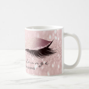 Caneca De Café Lashes Extension Eye Makeup Studio Glitter Rosa