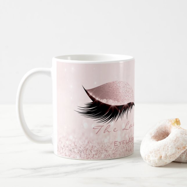 Caneca De Café Lashes Extension Studio Rosa Rosa Makeup Girly (Com Donut)